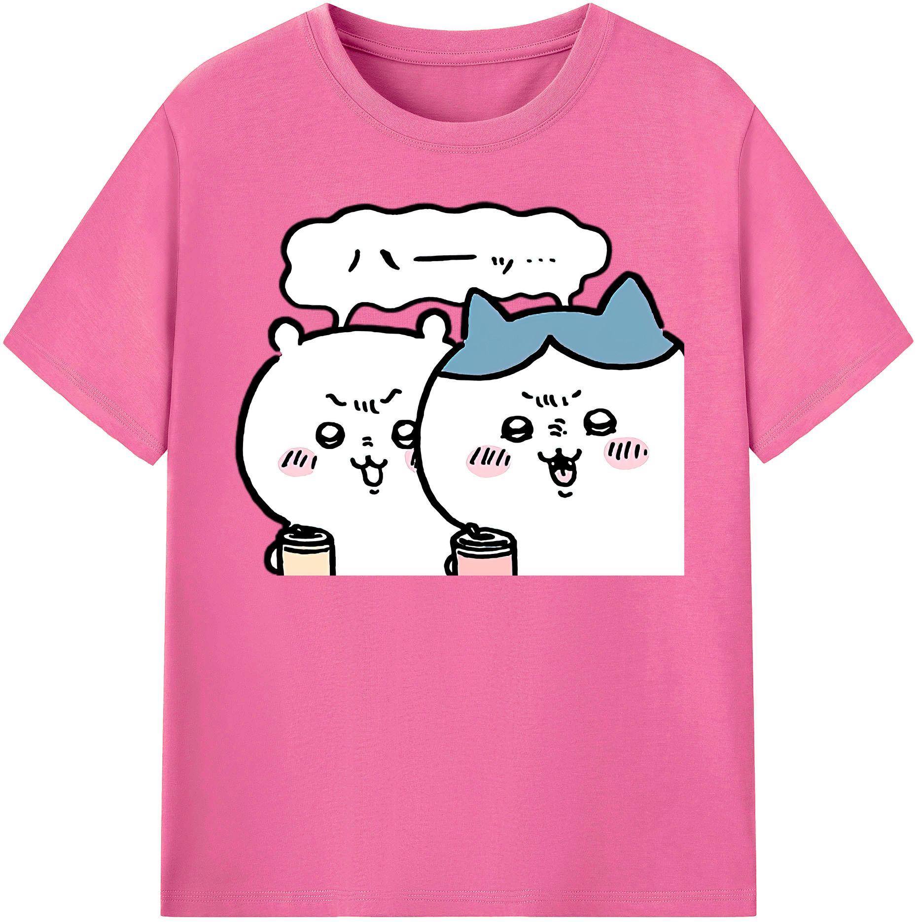 （画像用） ちいかわ ハチワレ Chii-kawa hachiware レディースカジュアルプリントTシャツ（綿100％）